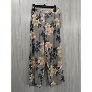 Silk Capri Pants Cropped Woman's 10 Floral Multicolor Cruise Hawaiian Beach